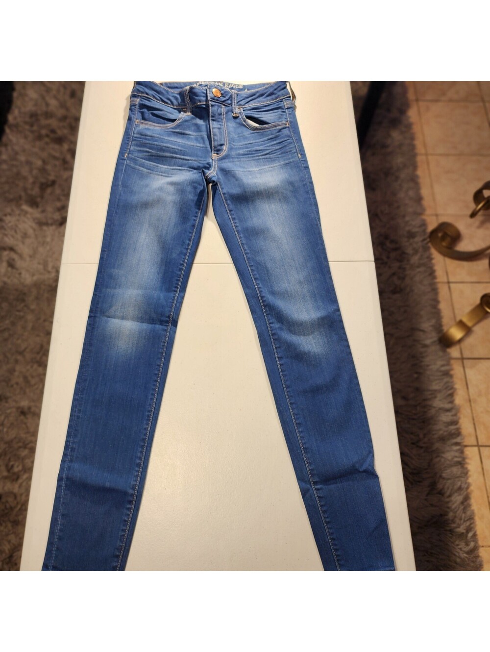 American Eagle Slim Blue Denim Jegging Jeans Stretch Zip Button 5-Pocket